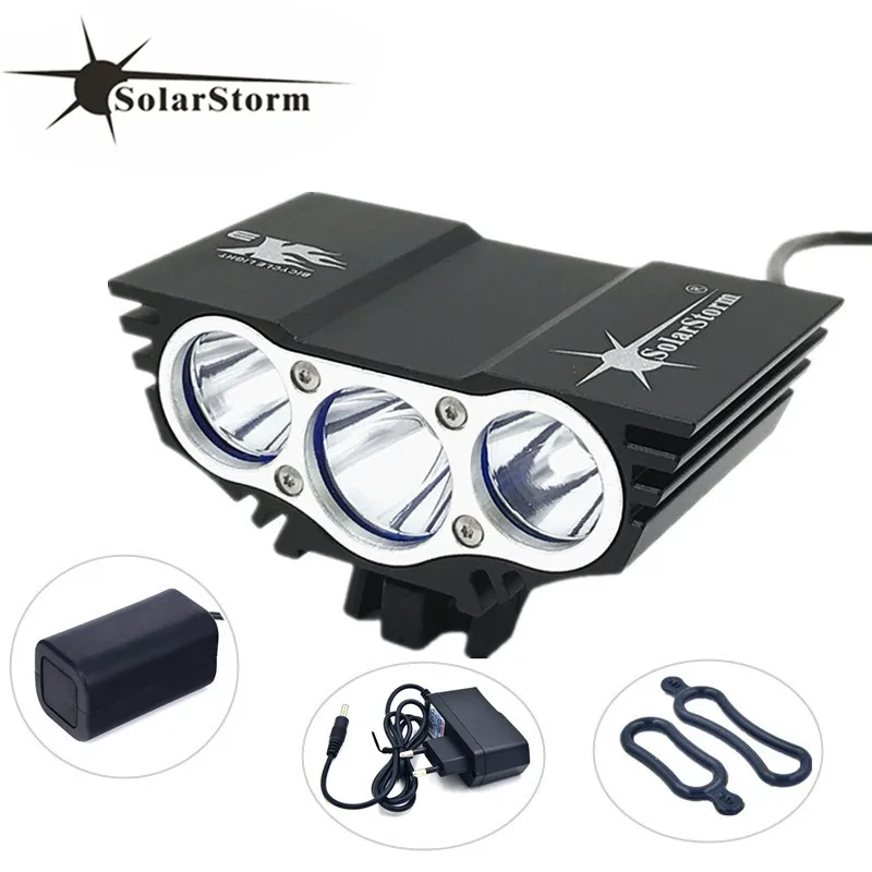 Solarstorm 12000Lm 3 x XM-L T6 LED 4-Mode Bicycle Light Headlamp+Battery 4*18650