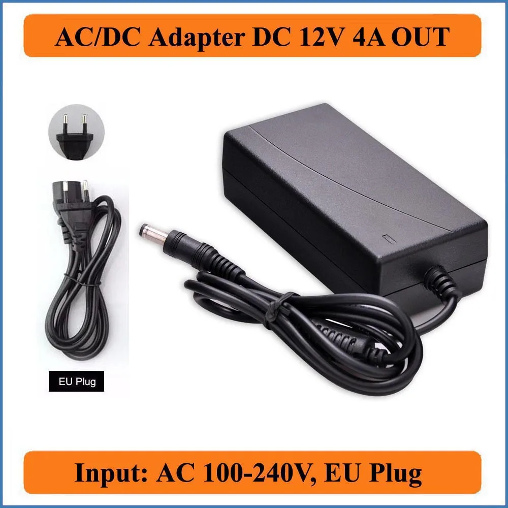12V 4A EU Plug AC DC Adapters AC100 240V Converter to DC 12V 48W Power Supply For Led Light