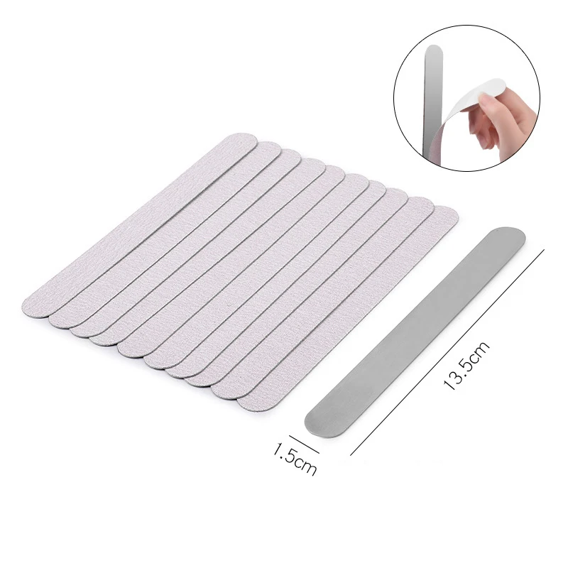 Metal Nail File Handle with 5pcs 180 Grit Sandpaper 5pcs 100 grit Sandpaper Replacement Disposable Sand Paper Pads Files Supply - Цвет: 05 mini