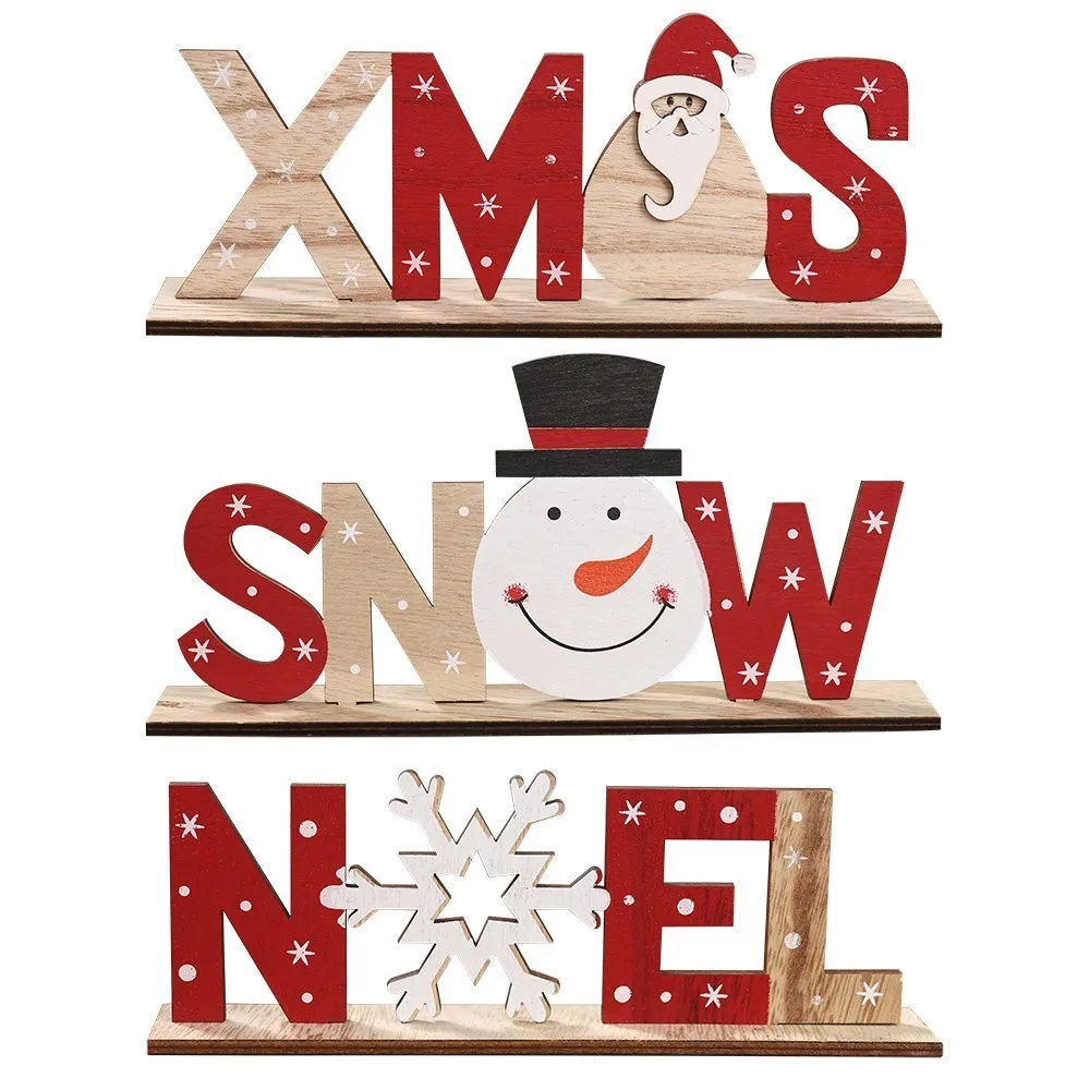 

1Set DIY Wood Crafts Christmas Santa Claus&Snowman Wooden Ornaments For Christmas Party Supplies Home Table Decorations Kid Gift