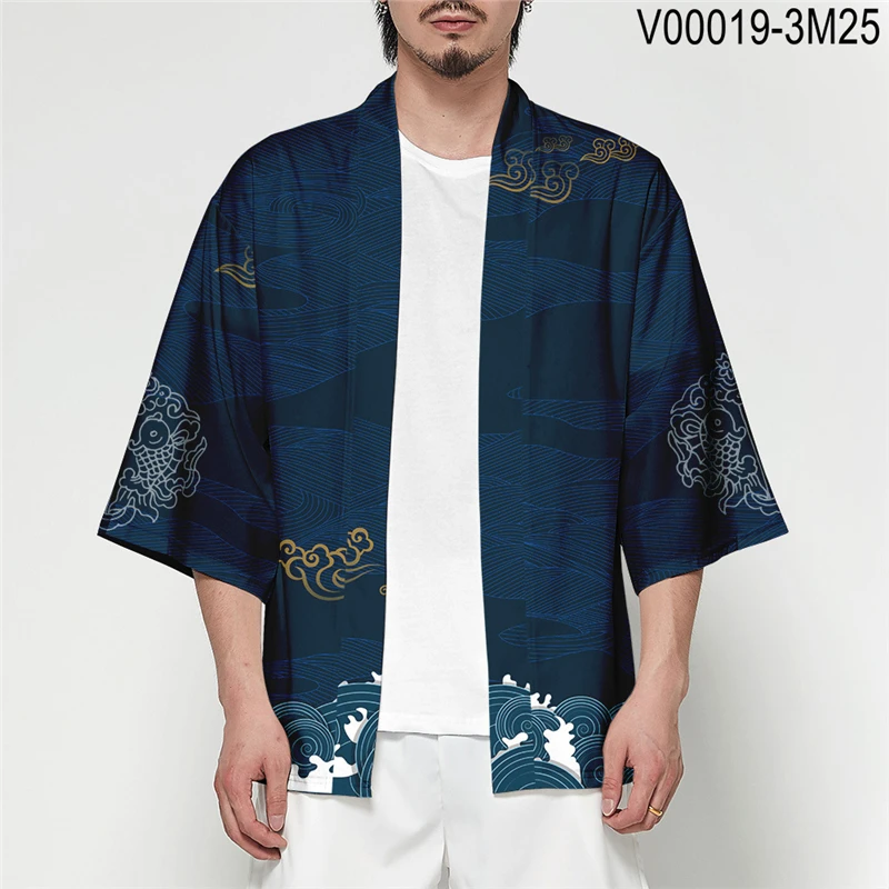 

Asian Clothes Samurai Crane Japanese Style Clothes Kimono Haori Men Women Cardigan Chinese Dragon Traditional Japanese Clothing