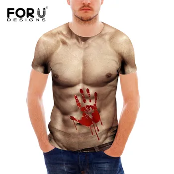 

FORUDESIGNS Brand Designer Men T Shirt Funny 3D Muscle Tee Shirt for Male Summer O-neck Bodybuilding Fitness Top Tees Harajuku