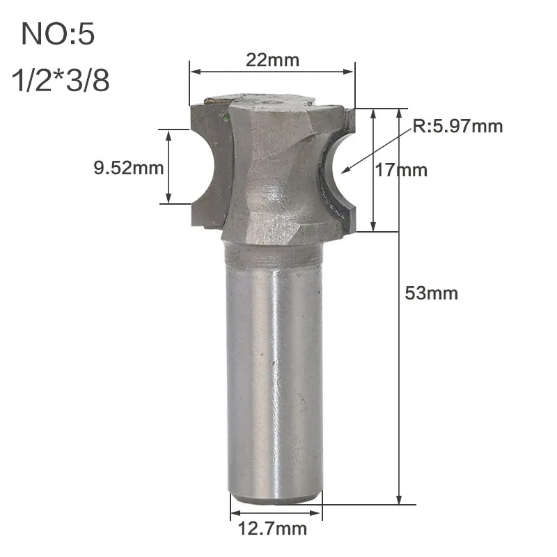 1 шт. 1/" 1/4" хвостовик полукруглый бит выпуклые кромки для дерева Торцевая мельница деревообрабатывающий инструмент промышленного класса фреза - Длина режущей кромки: NO5