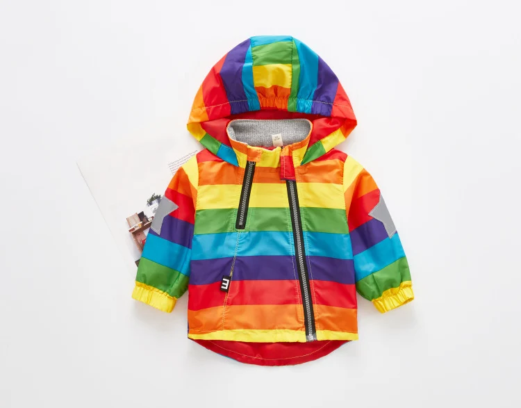 Коллекция года, радужные детские куртки весенне-осенние ветровки, детские пальто Одежда для маленьких мальчиков и девочек флисовая куртка для От 1 до 6 лет и мальчиков, X23