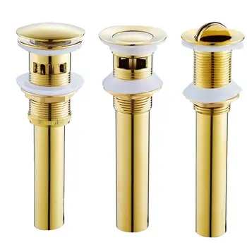 

MTTUZK Brass Deodorization Push Down Pop-Up Overflow/Non-overflow Drains ,Household Cleaning Plating Gold Basin Drains