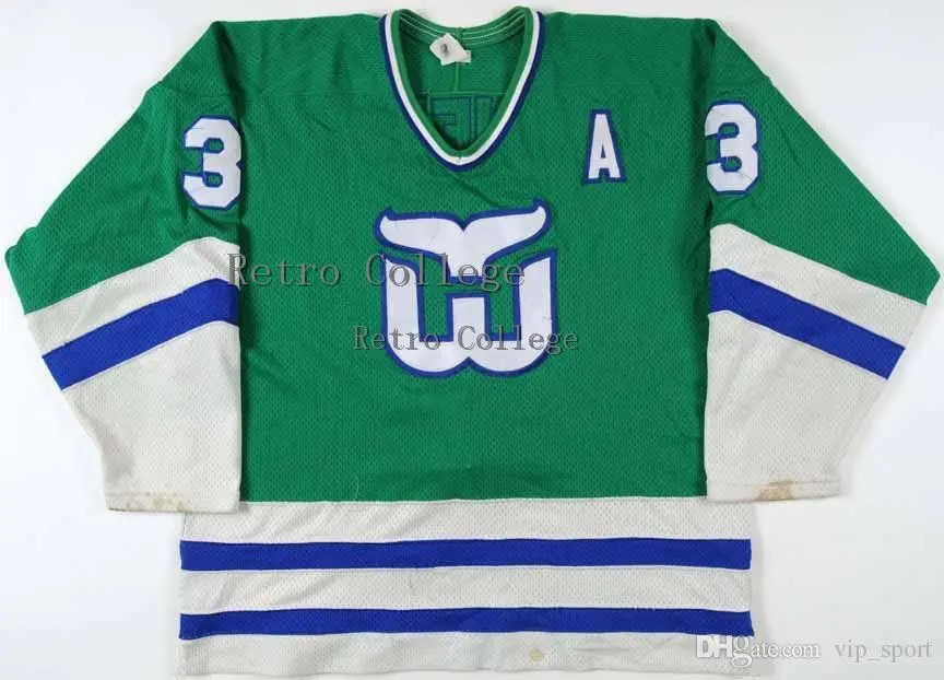 

Hartford Whalers 3 Joel Quenneville retro throwback Hockey Jersey Embroidery Stitched Customize any number and name