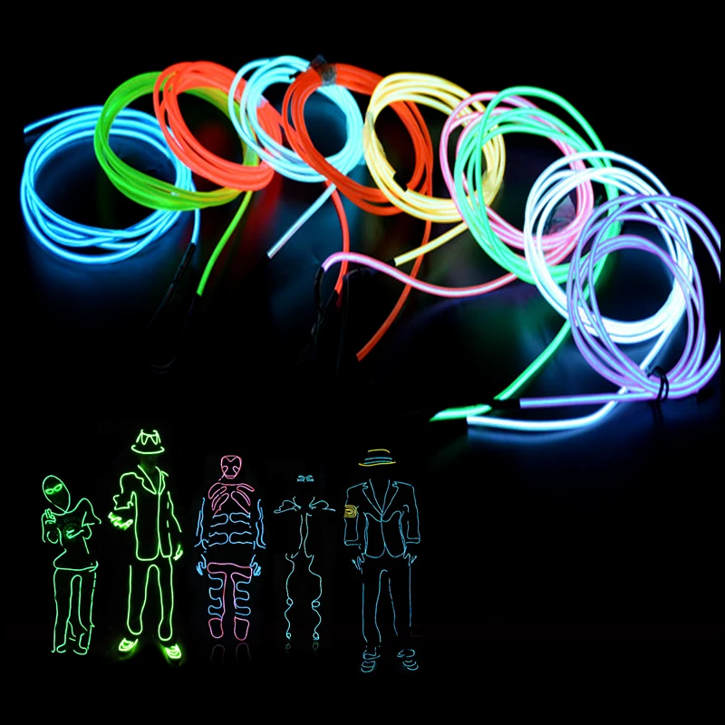 

3M Ice Blue EL Wire Cold Light Strip Neon Lights Rope Tape Cable Kit Car Atmosphere Lights Car Interior Decor Atmosphere Lights