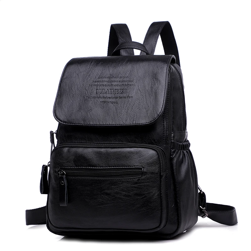 Винтажный женский рюкзак, Женский высококачественный кожаный рюкзак для девочек-подростков, школьная сумка, рюкзак для путешествий, рюкзаки - Цвет: Black