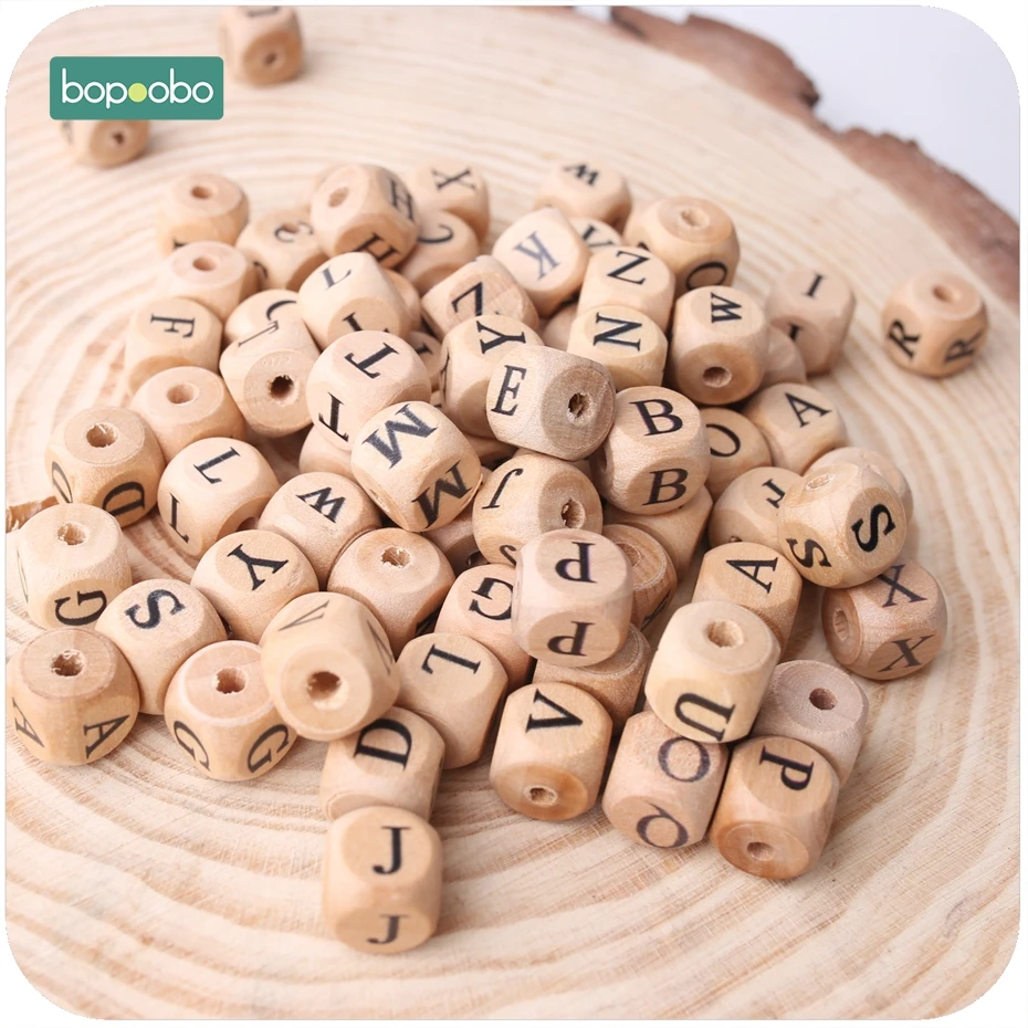 Bopoobo 새로운 나무 메이플 스퀘어 모양의 비즈 12mm 20pc 씹는 음식 학..