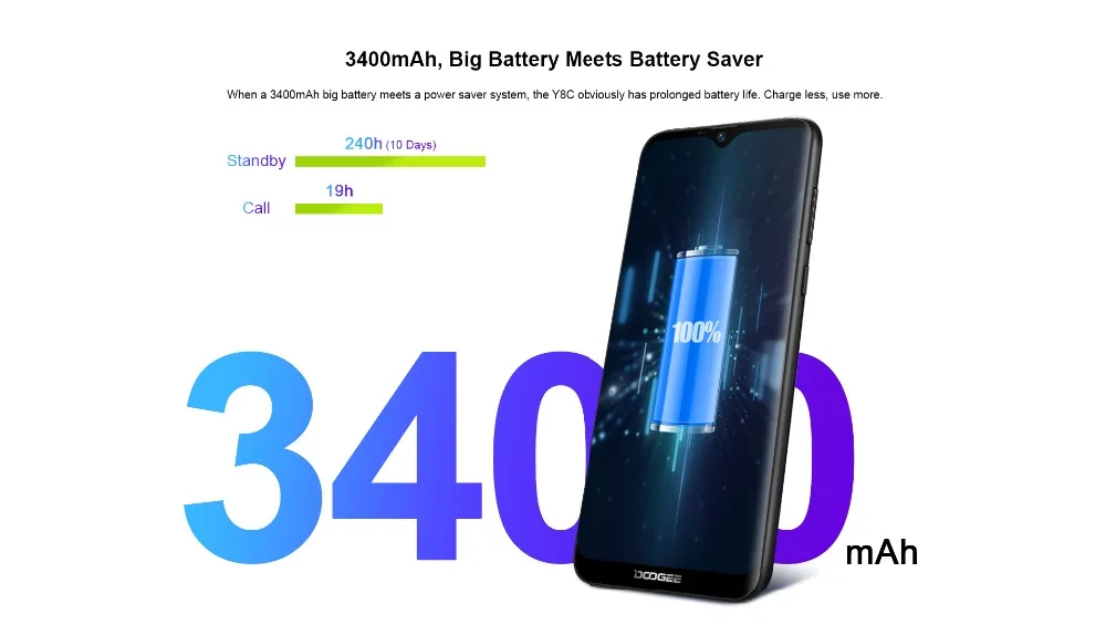 DOOGEE Y8c смартфон с 6 1 дюймовым дисплеем 19:9 и LTPS Android 8 MTK6580 ГБ 16 3400 мАч Мп 3G