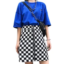 Lychee/клетчатая юбка на молнии для девочек; женские мини-юбки в клетку; сезон весна-лето; винтажная короткая женская юбка в офисном стиле