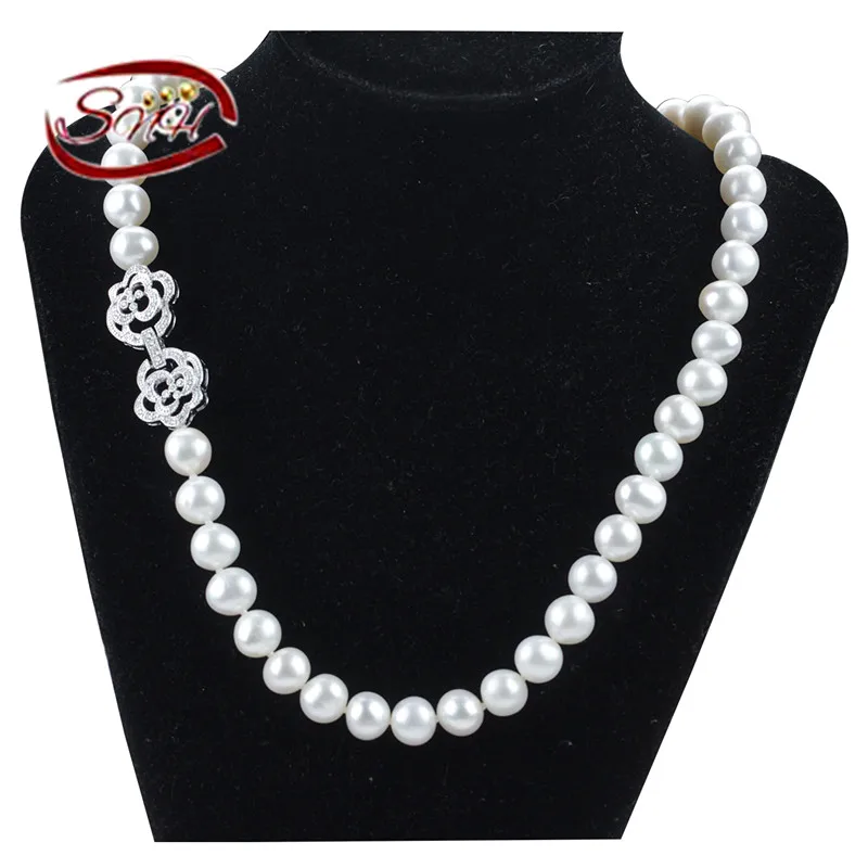 

SNH 10mm potato shape AA- 45cm 925silver quality nice freshwater pearl necklace statement pearl necklace