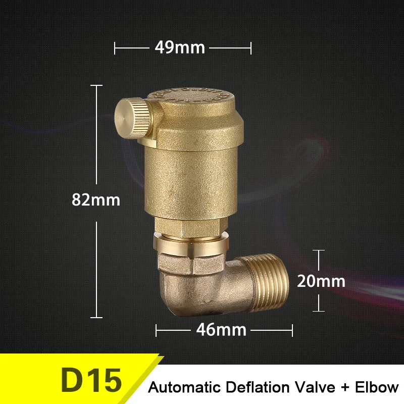 Латунь Автоматический Клапан стравливания давления для бытовых нагрева воды трубы клапан сброса давления вертикальный/локоть DN15/20/25 системы напольного отопления - Цвет: Elbow DN15