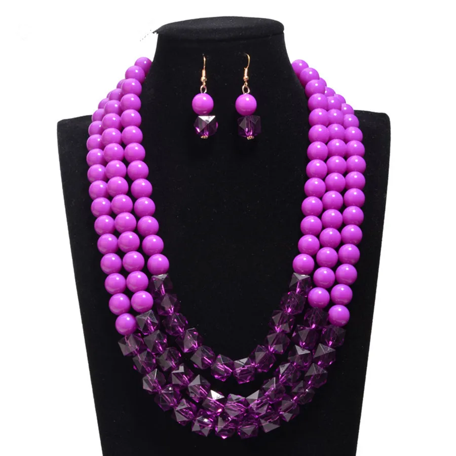 

2018 Multilayer Big Size Imitation Pearl Jewelry Set Handmade Statement Necklace Earring Set Fine African Beads Bridal Jewellery