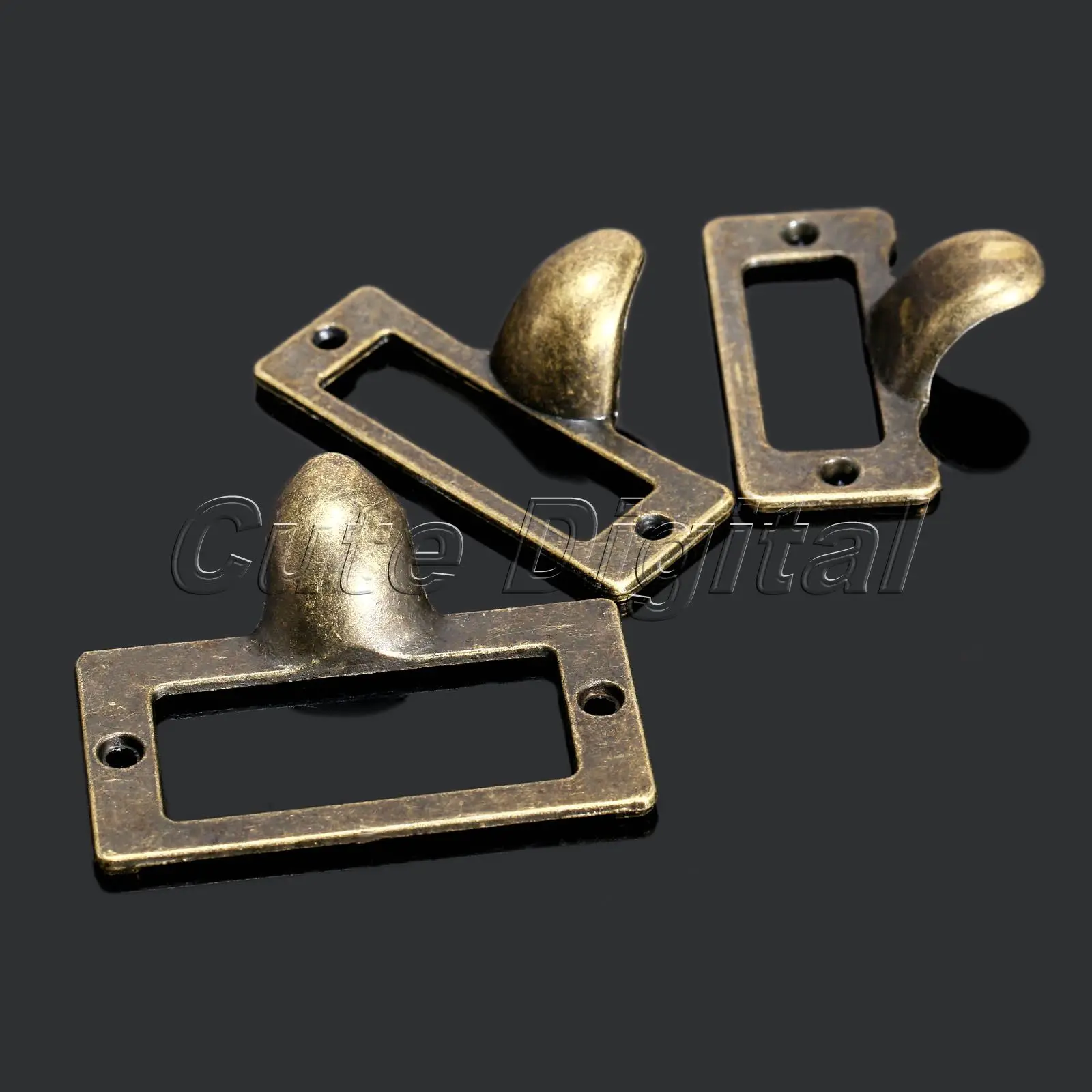 6x Antique Furniture Handle Vintage Metal Label Pull Frame Handle File Name Card Holder For Furniture Cabinet Drawer Box Case