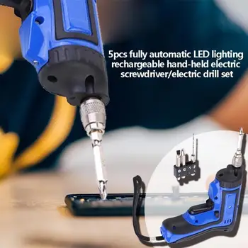 

5pcs/set Cordless Electric Screwdriver Mini Hand Drill Power Driver Drill Multi-function Cordless Battery Power Tools