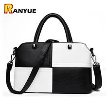 Weiche Patchwork PU Leder Taschen Frauen Handtaschen 2017 Luxus Designer Umhängetasche Hohe Qualität Totes Frauen Tasche Schwarz Weiß Bolsas