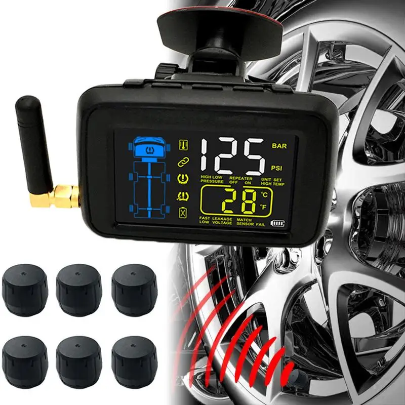 

Universal Wireless LCD Display Button Battery Cars Trucks TPMS Car Wireless Tire Pressure Monitoring System Stable Monitoring