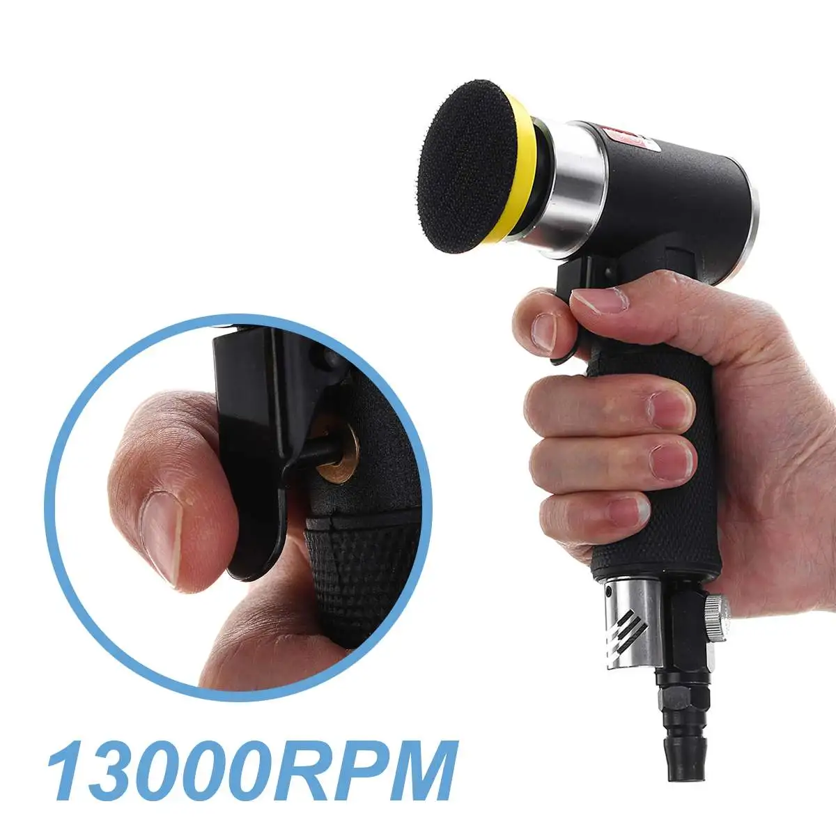 

13000RPM 2" Air Sander Kit Mini Pneumatic Angle Polishing Machine Sanding Pads Orbital Dual Action Polisher