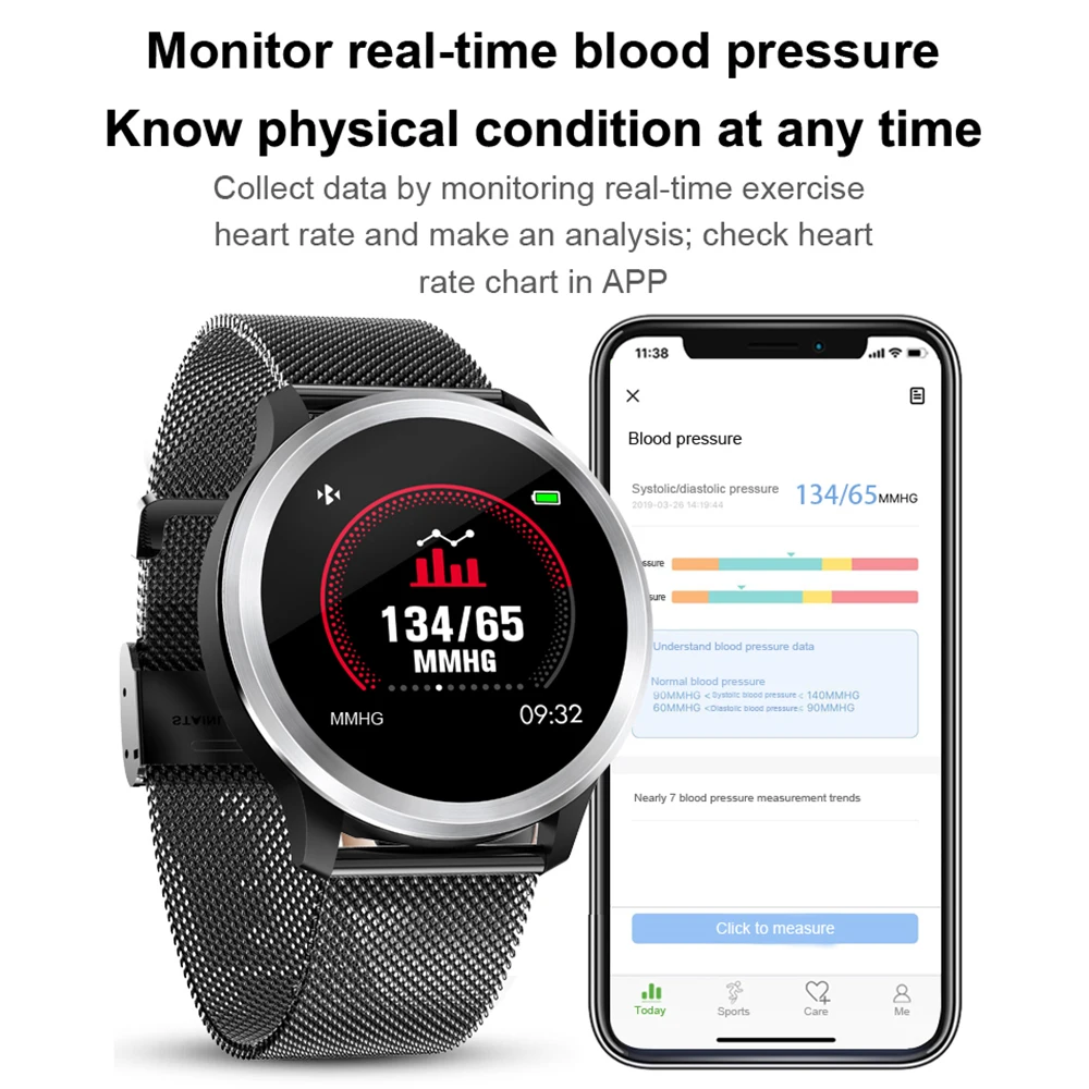 Умные часы ECG PPG умная повязка для фитнеса Пульс кровяное давление IP68
