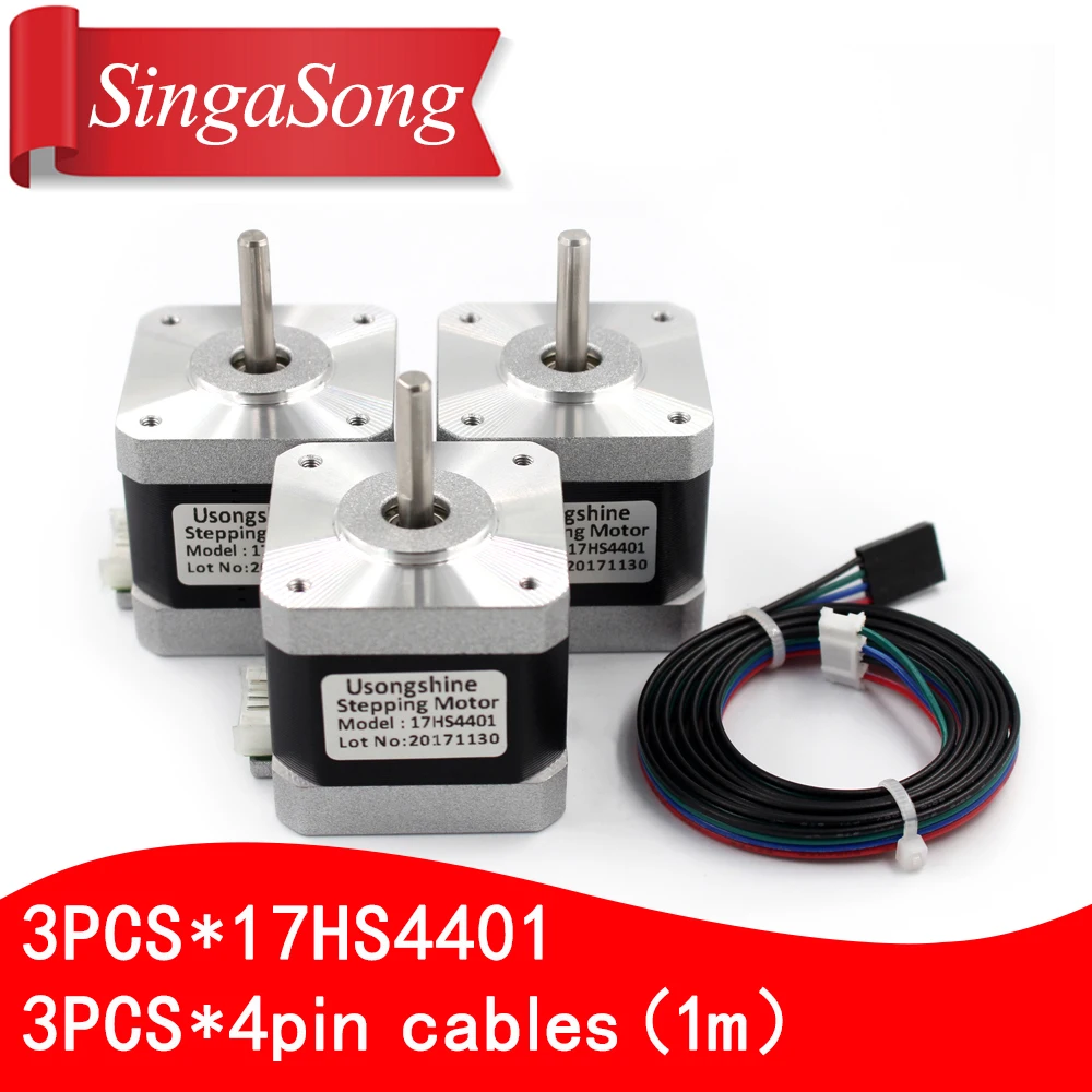 3pcs.3d printer motor 4 lead Nema17 Stepper Motor 42 motor Nema 17 motor 42BYGH 1.5A (17HS4401) motor for CNC XYZ
