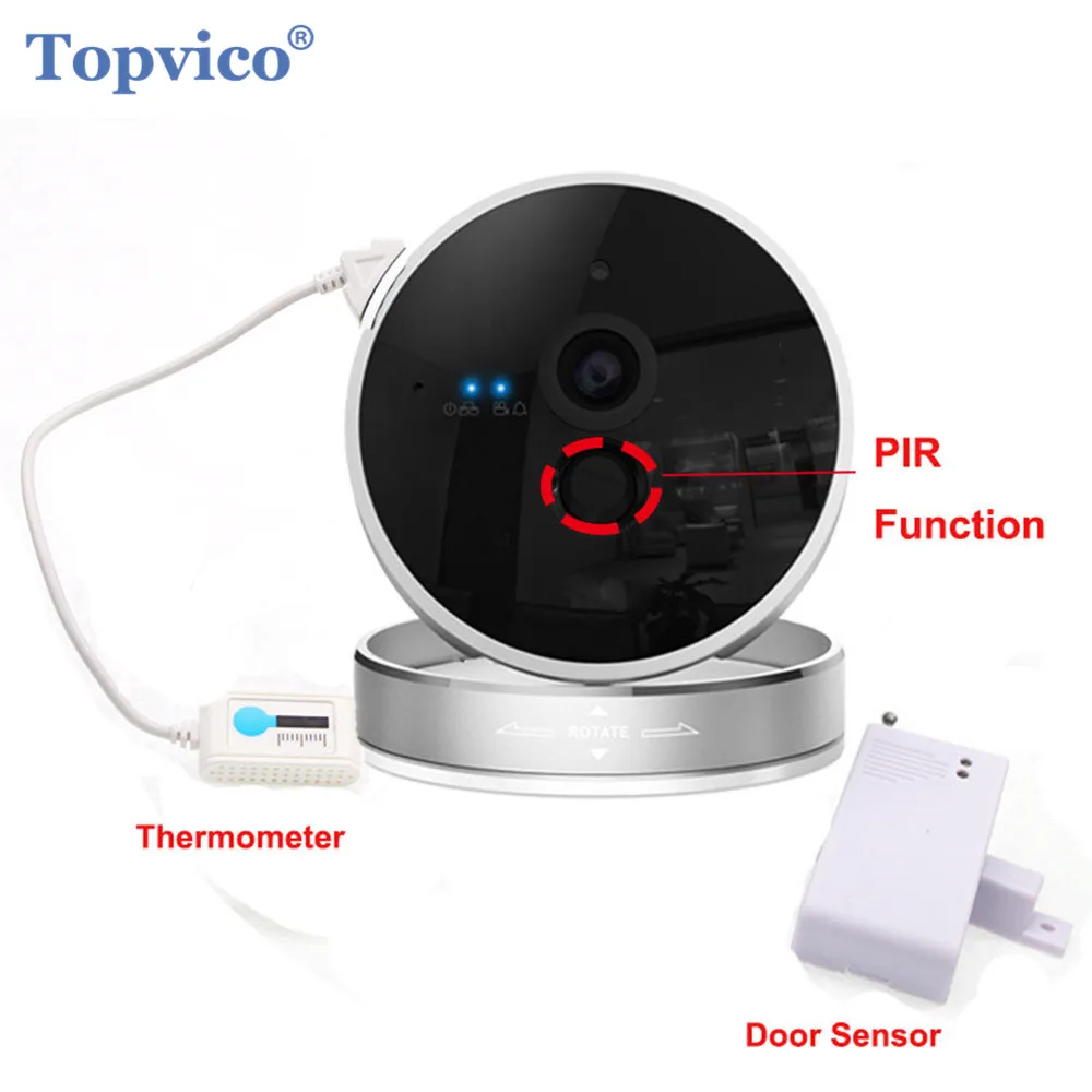 Topvico 1080 P WI-FI IP Камера с движения сеньор + дверь Сенсор детектор сигнализации Беспроводной ONVIF plug & play Cam Главная безопасности Камера