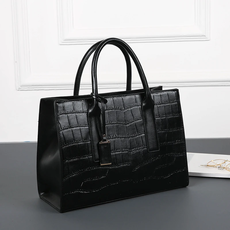 

Women Leather Handbags Tote Handbags Super Quality PU Leather Female Bags Black/Blue Simple Ladies Purse Bag Autumn New-3637