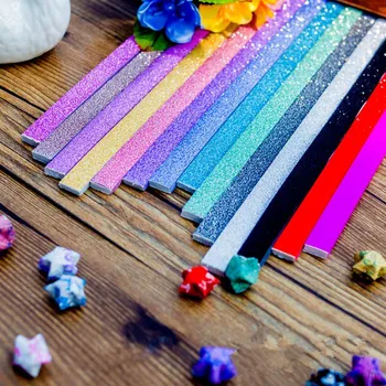 

200pcs Origami Paper Glitter Lucky Star Paper Handmade DIY Paper Crafts Wishing Scrapbooking Paper Accessories Quilling Material