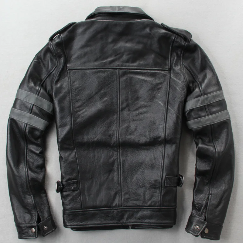 Мужская винтажная куртка из натуральной кожи, брендовая модная повседневная мотоциклетная куртка, толстая воловья кожа, Осень-зима, большие размеры, пальто