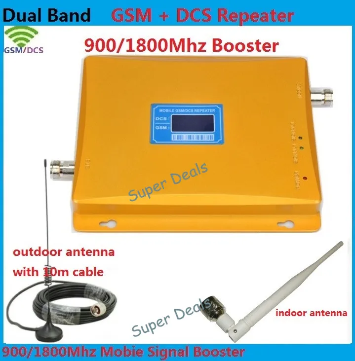 

LCD display DCS Repeater GSM Signal Booster 900MHz 1800MHz mobile signal repeater 4G LTE amplifiers + antennas