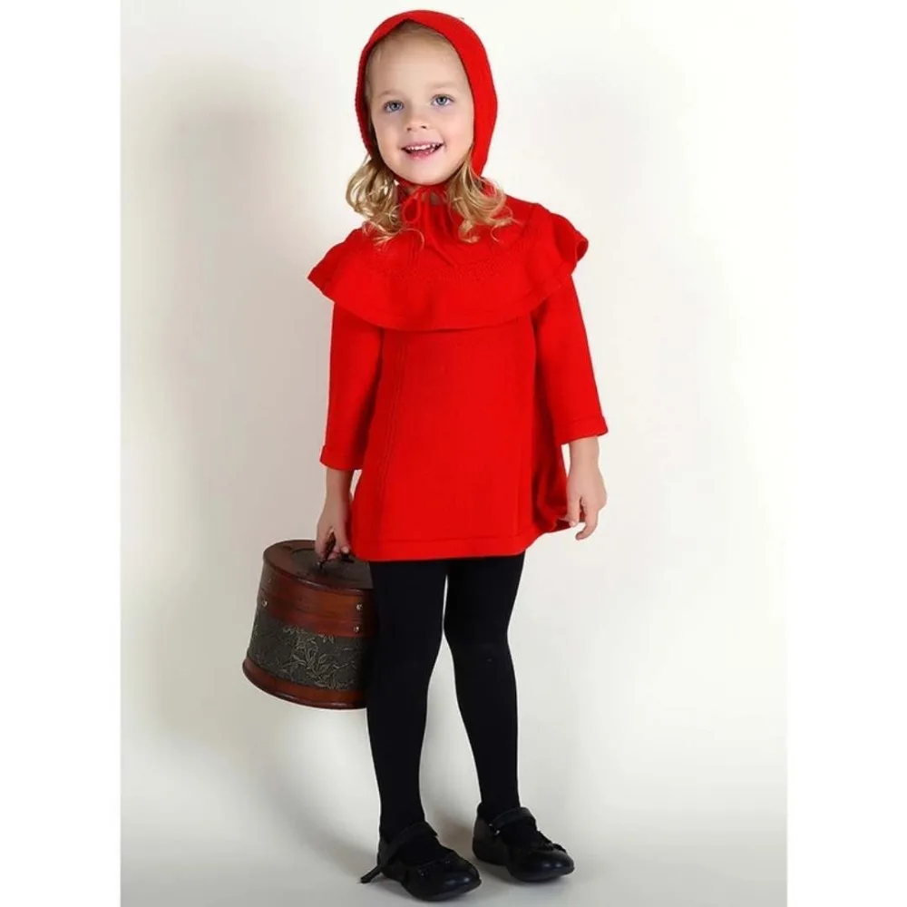 

Newborn Girls Sweater Dress Toddler Kids Long Sleeve with Hat Winter Spring Autumn Children Knitted Warm Sweater Tops Dresses