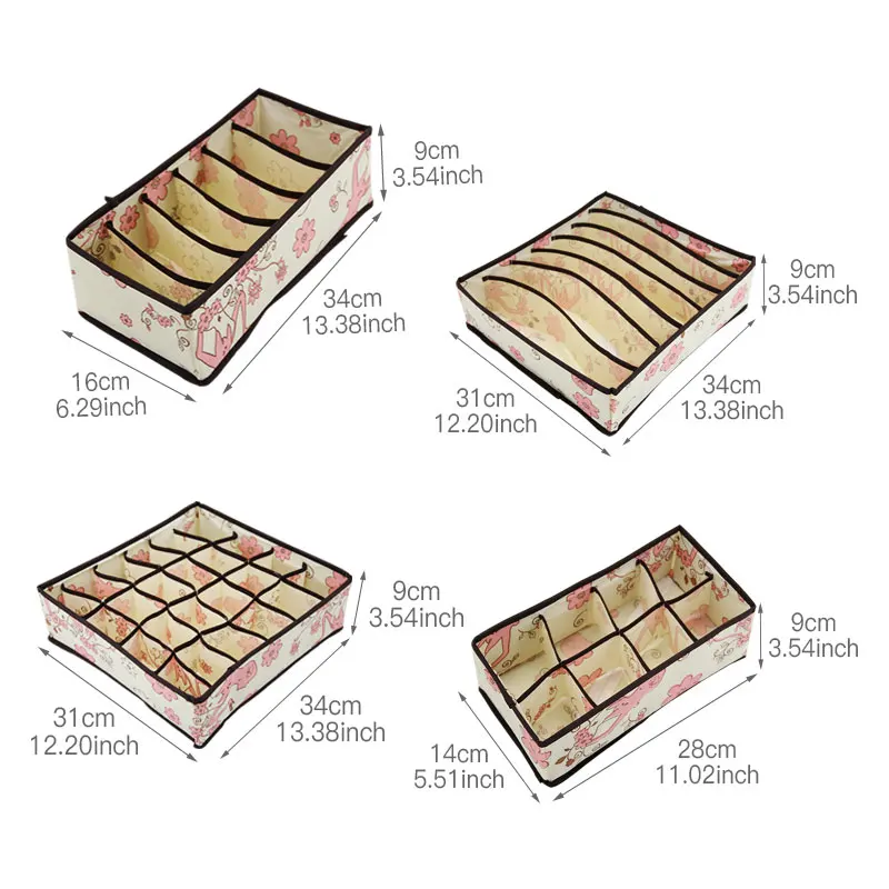 DINIWELL Печатный нетканый контейнер для хранения ящика Разделитель с крышкой шкаф коробка для галстуков Носки Бюстгальтер Нижнее белье Органайзер