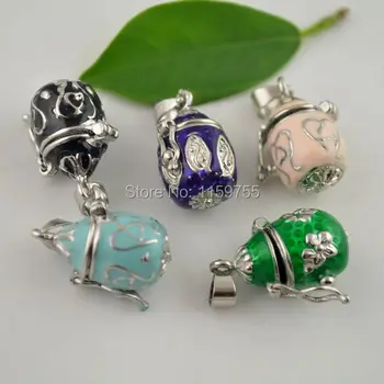 

Wholesale 30pcs Grenade Oval Enamel Mixed Color Charm Bead Pendant