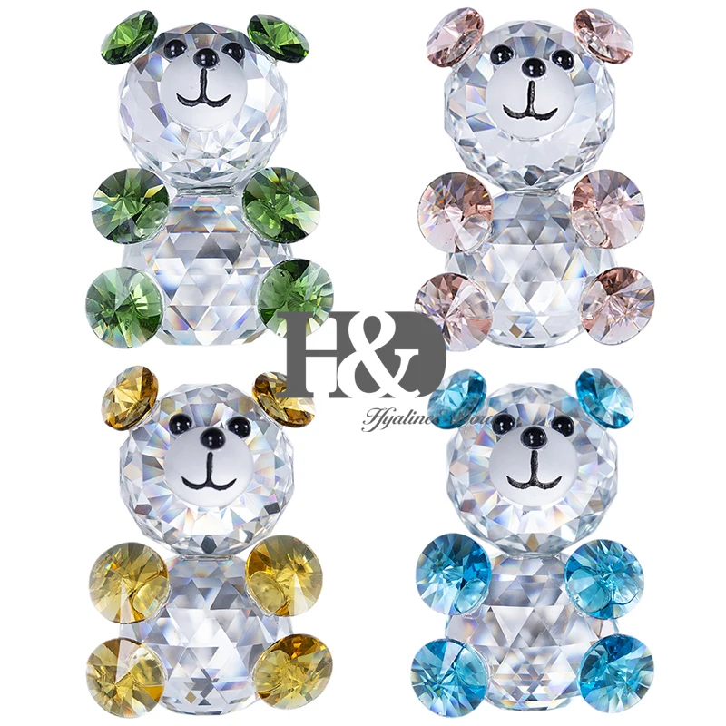Crystal Figurine Pink Teddy Bear Wedding Gift Paperweight Ornament Mini Gifts