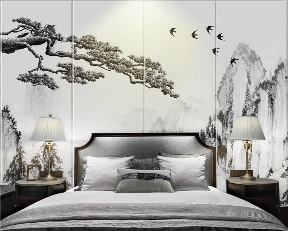 Beibehang Custom Wallpaper Home Decorative Frescoes Chinese Ink Paintings Landscape Paintings Background Wall mural 3d wallpaper цена и фото