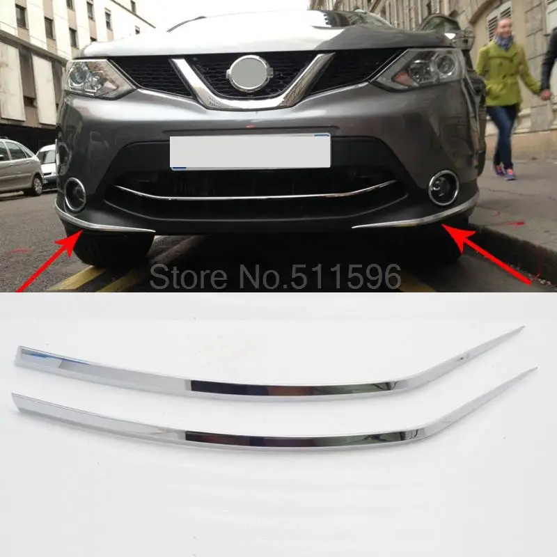 For Nissan Qashqai 2014 2015+ ABS Chrome Front Bumper Foglight Eyelid chafing strip Cover Trim