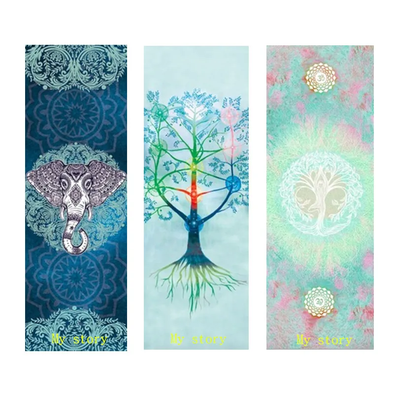 

Retro Yoga Mat 1mm*183 *61cm Suede Natural Rubber Portable Foldable Printed Exercise Mat Fitness Dance Travel Mat Cover With Bag