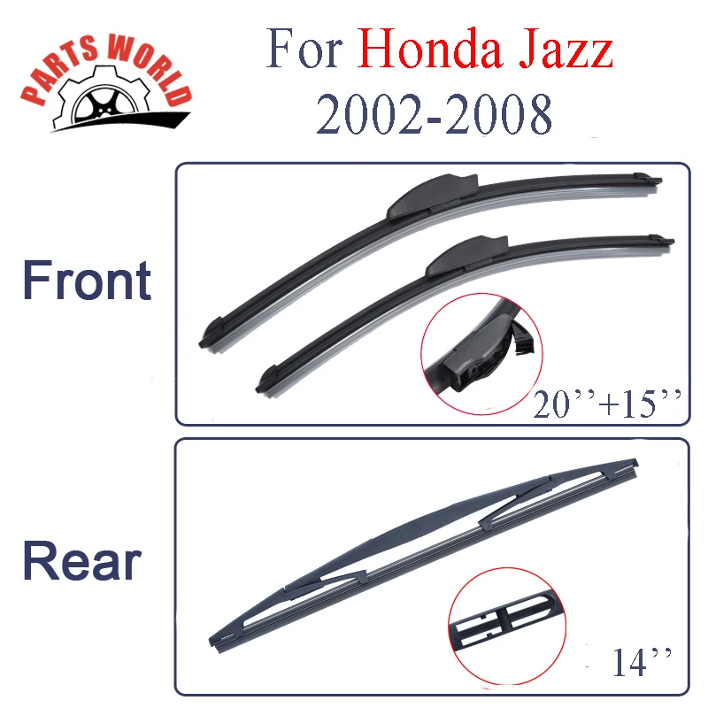 Combo Rubber Front And Rear Wiper Blades For Honda Jazz 2002 2008,Windscreen Wipers Car
