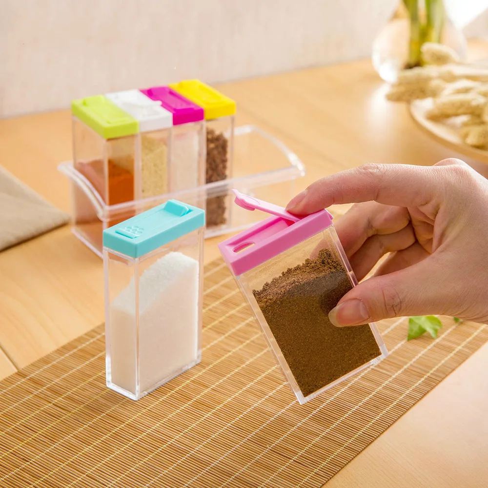 

A1 Plastic seasoning box kitchen seasoning bottle 6 set salt bottle shaker spice jar seasoning organizer wx11171441