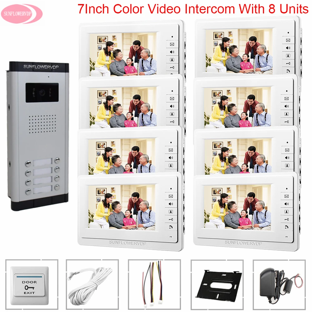7 дюймов видео домофон для видео для квартир входной двери Системы для дома домофон для частный дом безопасности видео-дверной звонок