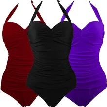 Однотонный черный, зеленый, красный, синий, фиолетовый, плюс размер Xxl, Xxxl, купальный костюм для женщин, цельные купальные трусики, купальный костюм для полных женщин