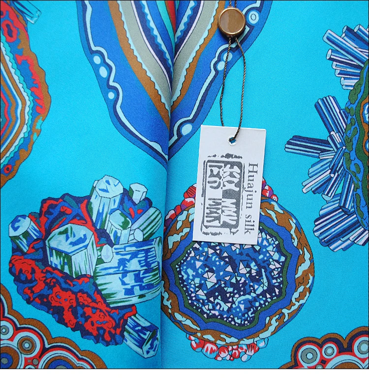 HuaJun 2 магазин | богатый цвет соответствия "Pierres et Cristaux wash" 90 Шелковый квадратный шарф саржевый струйный шарф ручная работа