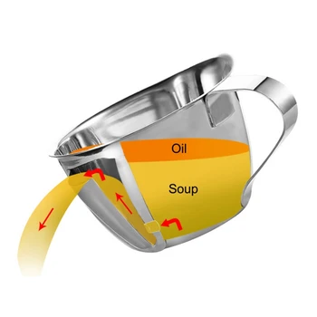 

250/500ML Multi-use Stainless Steel Gravy Oil Soup Fat Separator Grease Oiler Filter Strainer Bowl Home Kitchen Cooking Tools
