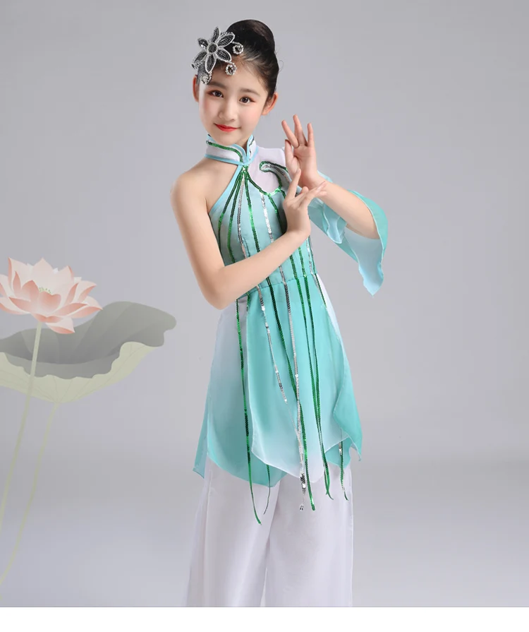Китайские танцевальные костюмы для девочек, сценическая одежда, китайское платье hanfu, сценический костюм, детский Древний китайский костюм, Классический розовый танцевальный костюм