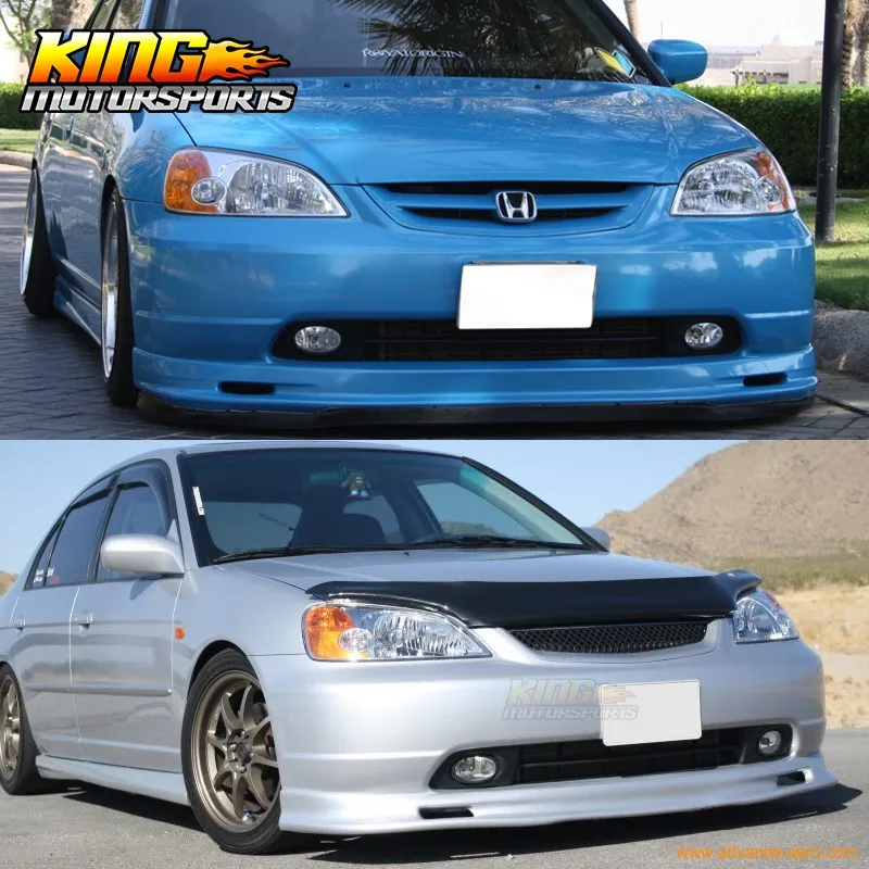 Для 01-03 Honda Civic 2Dr 4Dr кружка PP передний бампер спойлер Bodykits полипропилен автомобильный Стайлинг США Отечественная Бесплатная доставка