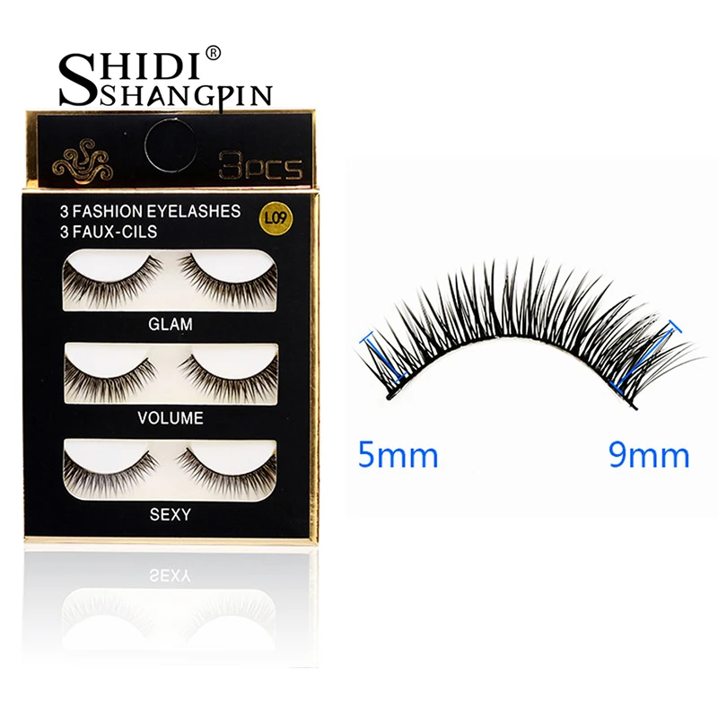 

SHIDISHANGPIN 3 Pairs Winged Bat EyeLashes Imitation Hair Thick Eyelashes Fake Soft Handmade Sexy Club Eye Lash Cilios