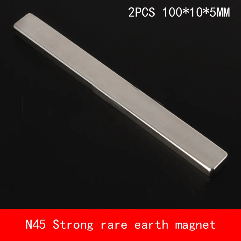 2PCS 100*10*5mm N45 strip Strong NdFeB rare earth permanent