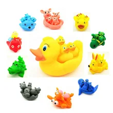 Baby Bath Toys 4pcs Cute Toy Rubber Race Squeaky Animal Set Bathing Classic Water 0 12