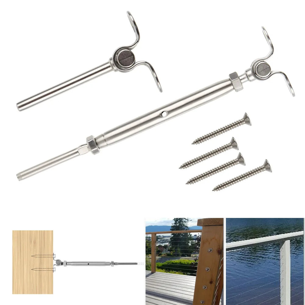 

Newest 2Pcs/set T316 Stainless Steel Deck Toggle Tensioner Set For 3/16"and 1/8" Cable Railing Door Sills JD9