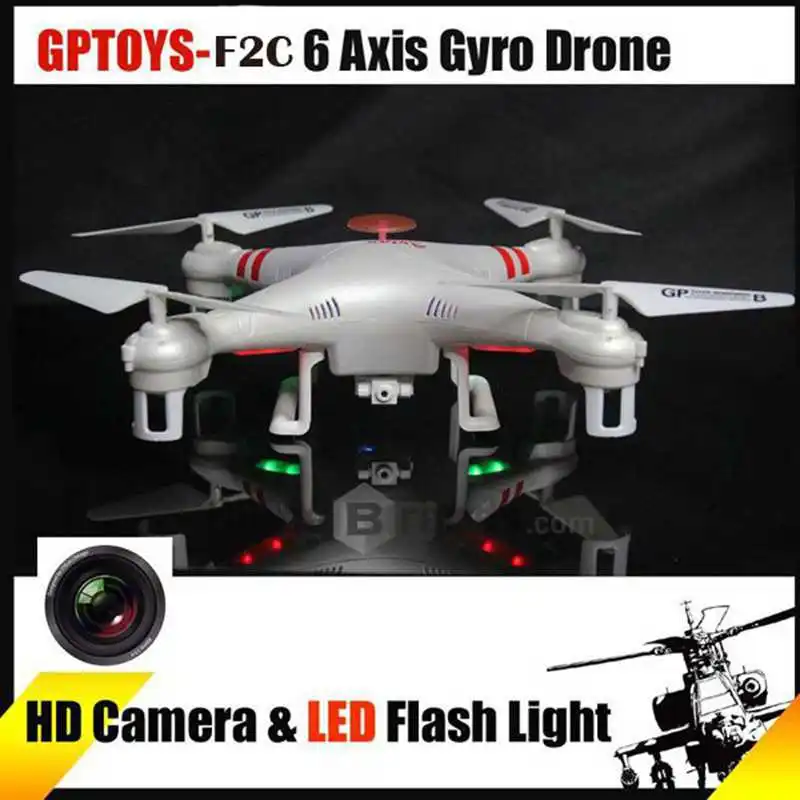 

GPTOYS F2C Headless Mode +360 Degree Rotation Function+LED Flashing Lights RC Helicopter Drone with 2.0MP HD Camera 4G Card Toy